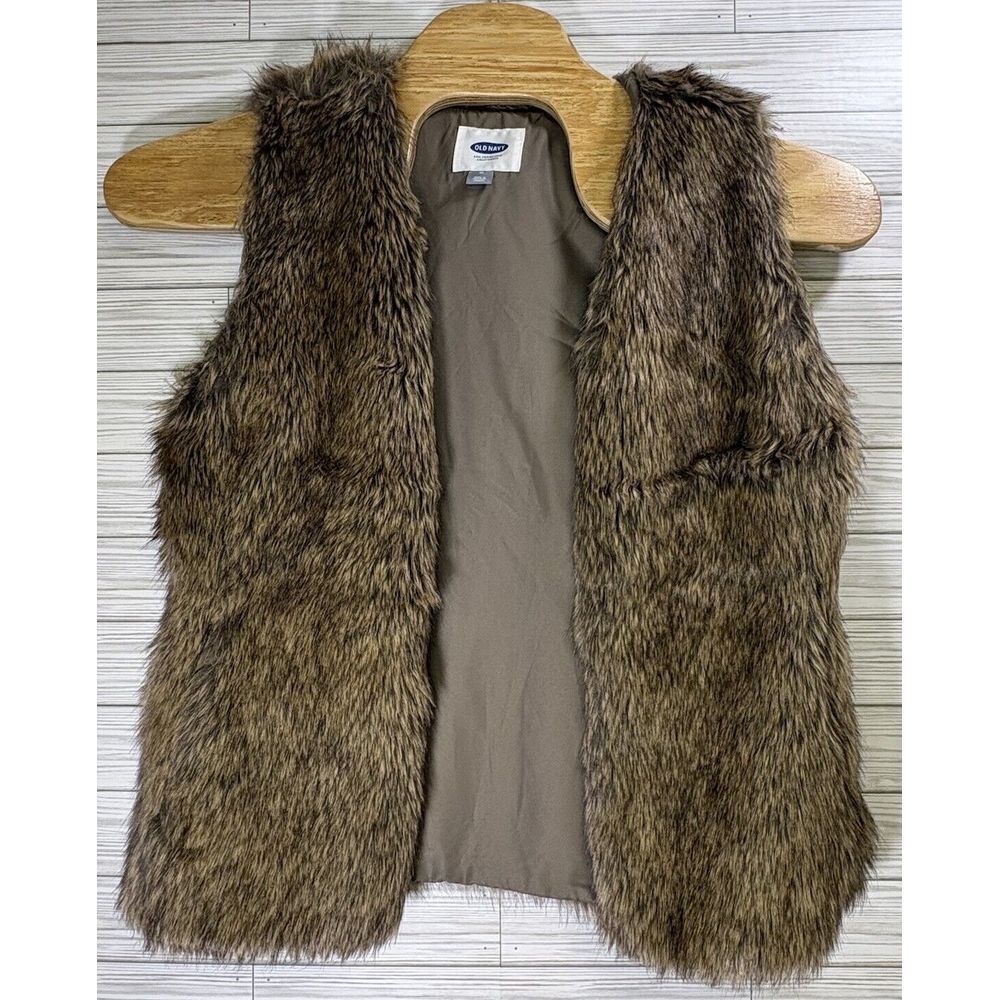 Old Navy Unisex Brown Faux Fur Sleeveless Vest Halloween Hippie Costume Sz Med